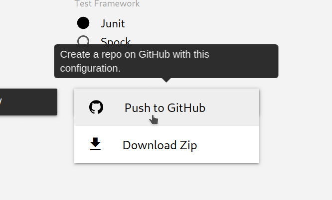 Push to GitHub menu option
